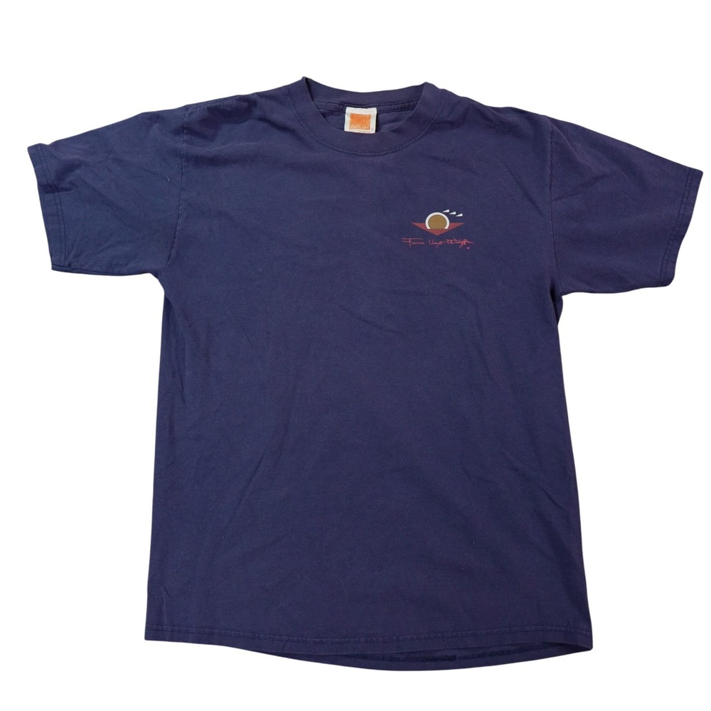 VTG Frank Lloyd Wright Collection Shirt Mens Medium Blue City By The Sea Graphic